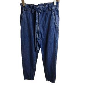 United Colors Of Benetton NWOT Dark Wash Pull On Paperbag Jeans Size XS